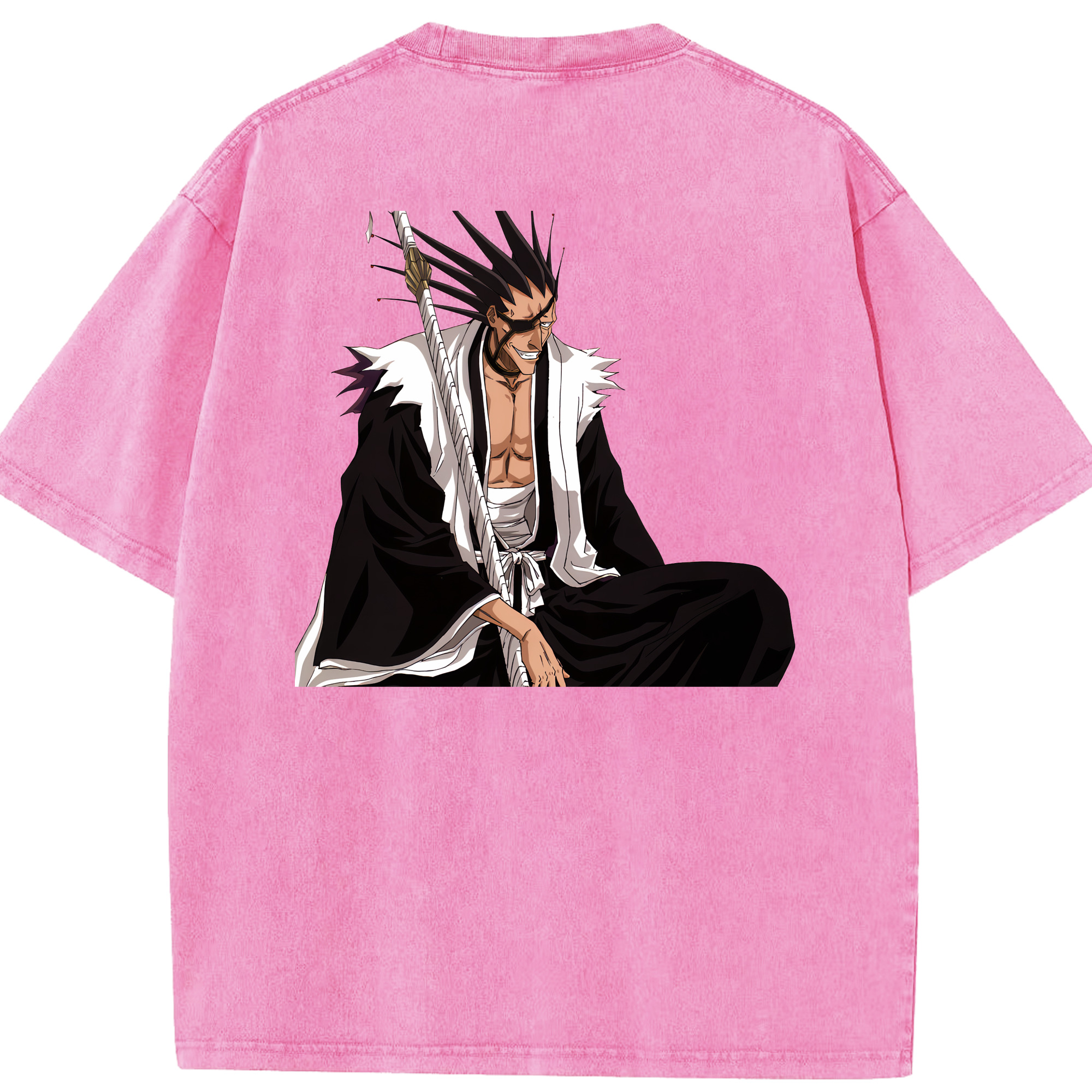 （画像用） ブリーチ ざらき けんぱち BLEACH Zaraki Kenpachi 綿100% ヴィンテージ風 半袖Tシャツ（背面プリント）